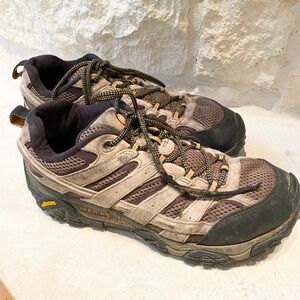 Merrell Moab 3 Mens Hiking Shoes Tan Brown Waterproof Vibram‎ Sole Size 10.5